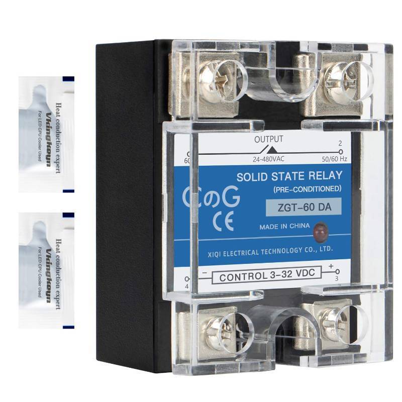 lot 40866 image: CG Solid State Relay SSR-60DA DC to AC Input 3-32VDC to Output 24-480VAC 60A Single Phase Plastic Cover - Retail $13