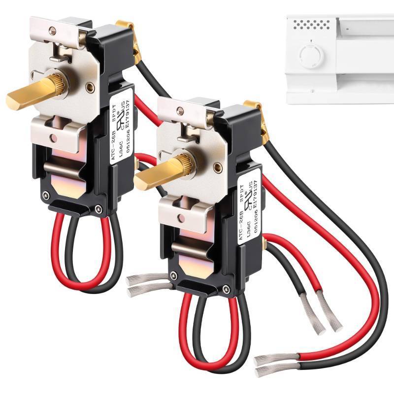 lot 40880 image: Feekoon Built in Thermostat Compatible with Cadet, Electric Baseboard Heater Thermostat, 22 Amp, 240208120 Volt(2 Pack,Double Pole) - Retail $36