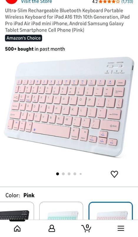 lot 40897 image: Ultra-Slim Pink Bluetooth Keyboard - Retail $25