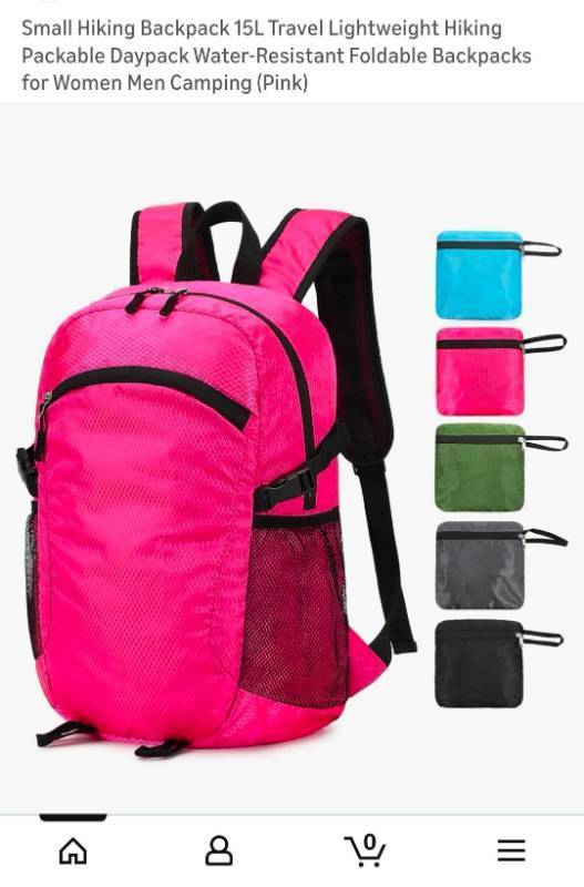 lot 50272 image: Compact 15L Foldable Hiking Daypack - Retail $12