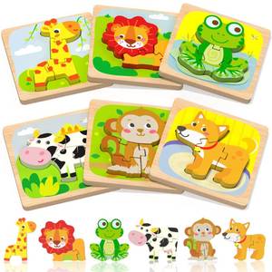 lot 22636 image: Benresive Wooden Toddler Puzzles, 6pcs Animal Montessori Toys for 1-3 Year Old Boys & Girls, Learning Educational Preschool Toys, Great Gifts for 1 2 3 Year Olds - Retail $16