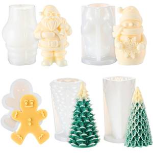 lot 22638 image: Lanties 5 Pcs Christmas Candle Mold Set Silicone 3D Candle Molds Santa Claus Snowman Gingerbread Man Weeping Pine Cedar Christmas Tree Shaped for Resin Soap Craft Xmas Home Decoration Gift - Retail $17