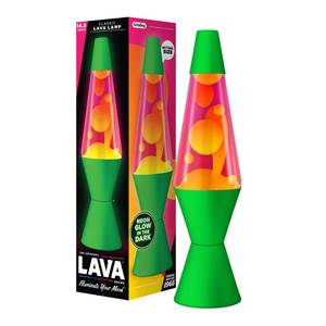 lot 22648 image: Lava The Original Lamp - 14.5 Neon Green - Classic Liquid Motion Lamp - Orange and Pink Liquid - Item #2096 (Amazon Exclusive) - Retail $30