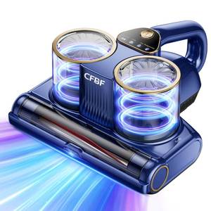 lot 33226 image: CFBF Mattress Vacuum Cleaner, Bed Vacuum Cleaner with 16Kpa Suction 253.7nm UV-C Light, Ultrasonic & High Heating, 500W Powerful Double-Cup Handheld Vacuums for Bed, Sofa, Couch, Crib, 16.4FT Corded - Retail $66