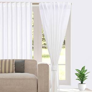 lot 33231 image: LFH Home White Cotton Curtains For Living Room Light Filtering Window Panels with Rod Pocket Back Tab Farmhouse Curtain for Bedroom or Easy to Hang Soft Textured Privacy Drapes 50x72 Inch - 2 Panels - Retail $38