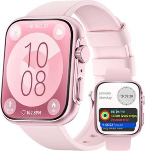 lot 33241 image: Lovouse Smart Watch for Men Women, Bluetooth Call, 120 Sports Modes, Sleep Tracking, Step & Calorie Counter, Water Resistant Smartwatch for Android iPhone (Pink) - Retail $70