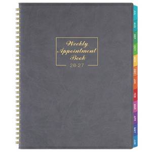 lot 41305 image: Weekly Appointment Book - Daily Hourly Planner 2026-2027, July 2026 - June 2027, 8.5 x 11, 15-Minute Interval, 12 Monthly Tabs, Flexible Soft Cover - Grey - Retail $12