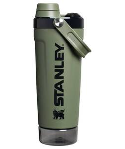 STANLEY Vitalize Shaker Bottle 20 oz | Leakproof Insulated Stainless Steel Shaker Cup | Base Storage and Twist On Fast Flow Lid | Protein Shakes and Pre Workout Powder | BPA-Free | Dried Pine - Retail: $40