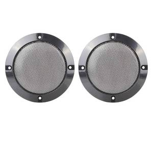 lot 41327 image: X AUTOHAUX 2pcs 4 Inches Metal Glossy Audio Speaker Cover Mesh Subwoofer Grill Horn Guard Decorative Circle Grille Protector Black for Car - Retail $8