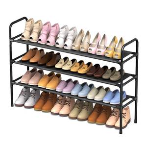 lot 44674 image: Isightguard Long Shoe Rack for Closet - 3 Tier Shoe Organizer Storage for Entryway, Front Door Entrance, Metal Frame, Non-Woven Fabric Shelves, 10.8 D x 40.2 W x 25.8 H - Retail $23