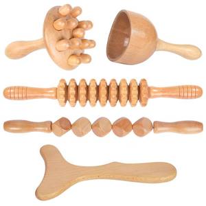 lot 44686 image: Komogir Wood Therapy Massage Tools 5-in-1 Lymphatic Drainage Massager Maderoterapia Kit Wooden Massager Body Sculpting Tools for Muscle Pain Relief, Anti-Cellulite, Body Contouring and Shaping - Retail $25