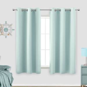 lot 44704 image: KOUFALL Aqua Bathroom Curtains Window,Set 2 Panels Coastal Decor Short Blackout Small Window Curtains for Kitchen Door Window,45 Inch Length,Mint Green - Retail $20