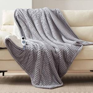 lot 44714 image: Westinghouse Heated Throw Blanket, Soft Flannel Sherpa Electric Throw with 6 Heating Levels & 2-10 Hours Auto Shut Off, Fast Heating & ETL Certification, Machine Washable, 50x60 Inch, Light Grey - Retail $60