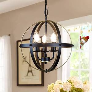 lot 44717 image: DLLT Chandelier Farmhouse Hanging Lighting, 3 Lights Globe Ceiling Light Fixture, Metal Swag Pendant Lighting for Kitchen, Dining Room, Living Room, Hallway, Bedroom, Entryway, E12 Base Gold