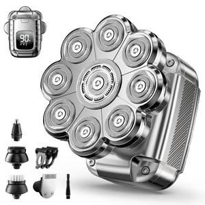 lot 50672 image: UltraCaput 9D Head Shavers for Bald Men, 5 in 1 Detachable Head Shaver with LED Display, IPX7 Waterproof Wet Dry Rechargeable Electric Shavers for Men Grooming Kit for Home & Travel - Retail $20
