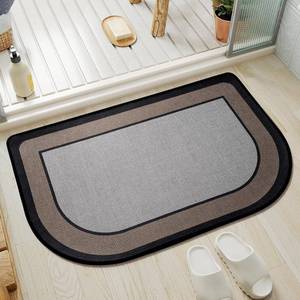 lot 50679 image: YDKGL Half Circle Bath Mat, Thin Bathroom Rugs Fit Under Door Quick Dry Non Slip Washable Bathroom Mat with Rubber Backing, Absorbent Woven Half Round Shower Mat Rug,Gray Gray Brown - Retail $34