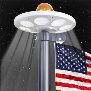 lot 50690 image: PHITRIC Flag Pole Light Solar Powered, 136 LED Flagpole Light for 15-25 FT Flag Poles, 10 Hours Dusk to Dawn Auto OnOff, Waterproof Solar Lights for Flagpole for Outdoor - Retail $24