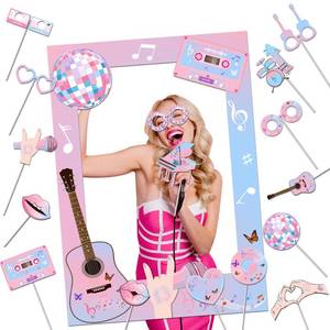 lot 58639 image: Birthday Photo Booth Props,18pcs Theme Party Decoration Music in My Era Photo Frame Supplies for Party Decoration - Retail $12
