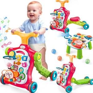 lot 62515 image: AuntyFey Baby Walker, 5 in 1 Push Walker, Baby Walking Walkers Push Toy for Girls, Girl Toddler Push Toy, Infant Walker, OrangeRed - Retail $56