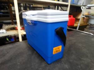 lot 22794 image: Rubbermaid blue cooler with spit-top opening