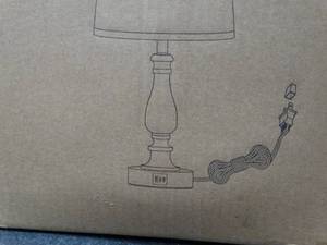 lot 22821 image: a new pair of silver and white table lamps with built in charging ports