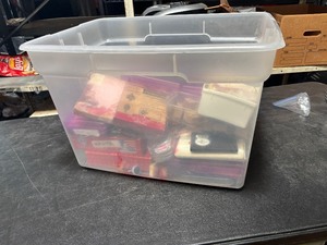 lot 22924 image: tub full of wooden craft stamps