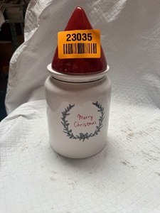 lot 23035 image: Spectrum Designs Glass Merry Christmas Cookie Jar