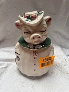 lot 23036 image: Winnie The Pig Glass Cookie Jar