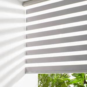 lot 1247 image: Persilux Window Zebra Blinds, Roller Blinds Cordless (52 W x 72 H, Grey) Light Filtering Sheer Window Treatments, Light Control for Day and Night, Easy to Install