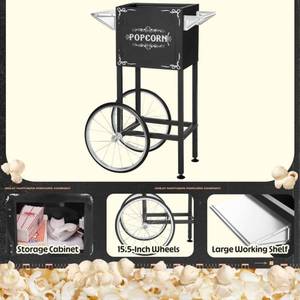 lot 1254 image: $246 Foundation Popcorn Maker Machine Cart ONLY - Movie Theater Style Vintage Popcorn Machine Cart on Wheels by Great Northern Popcorn (Black)