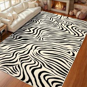 lot 1263 image: $170 YIHOUSE 9 12 Ft Area Rugs for Living Room Modern Washable Rug - Abstract Black and Cream White Rug for Bedroom Dining Room Office Playroom Nursery Home Decor - Nonslip Non-Shedding Striped Rugs