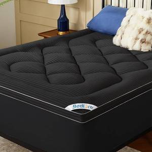 lot 1264 image: BEDLORE Queen Mattress Topper, Thick Pillow Top Pad for Back Pain Relief, Soft Mattress Cover with Deep Pockets 6-18 inch(Black)
