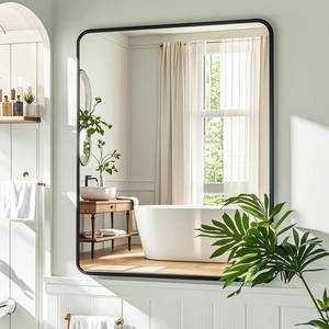 lot 1278 image: 22x26 Black Bathroom Mirrors for Over Sink, Rectangle Bathroom Vanity Mirror for Wall, Modern Metal Frame Rectangular Mirror for Restroom Powder Room Toilet, Shatterproof, Tempered Glass