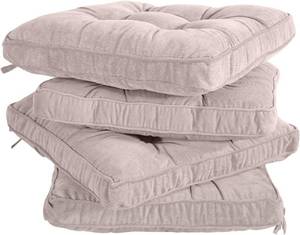 lot 1283 image: Tiita Patio Chair Pads Cushions 18x18 Inch Square Floor Pillows Pad for Outdoor Kitchen Dining Chairs with Ties Set of 4 (Beige)