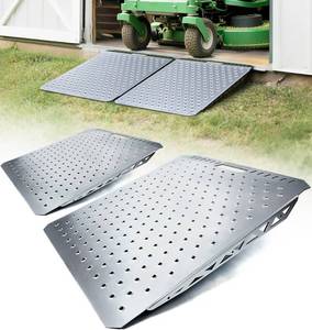 lot 1305 image: $160 Heavy-Duty Shed Ramp for Riding Mower, Ramps for Sheds Garage Threshold Doorway Lawn Mowers Tractor Snow Blower Wheelchairs Garden Cart, 1500LBs Loading Anti-Slip Punch Plate Ramp - 2 PCS