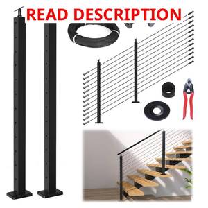 lot 1311 image: $162 Muzata 5 Modular Black Cable Railing Posr 2 42 Inch 2 Stair Post Kit. POST ONLY