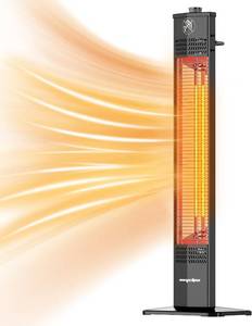 lot 2004 image: $137 Patio Heater for Outdoor Use,1500W Infrared, 36 in Portable Tower Heater, 3 Levels, IPX5 Waterproof, Tip-Over&Overheat Protection for Garage, Indoor, Large Room, Backyard, Home