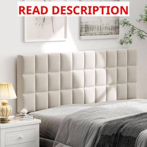 lot 2007 image: $115 King Size Headboard,Wood Head Board with Metal Legs, Adjustable Height from 42  to 56 , Bed Headboard in Modern Design,Backboard for Bed, Beige