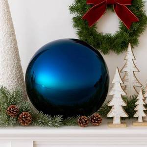 lot 2303 image: Decor, 12 Stainless Steel Gazing Ball, Shiny Garden Decoration (Blue)
