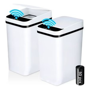 lot 2322 image: Bathroom Trash Can,2 Pack 2.5 Gallon Trash Cans with Lid,Automatic Trash Can for Kitchen with Garbage Bags,Small Trash Bin for Bathroom,Office,Kitchen,Bedroom