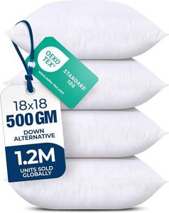 lot 2337 image: Utopia Bedding Throw Pillows (Set of 4, White)   18 x 18 Inches Down Alternative Pillows for Bed, Sofa, and Couch - Fluffy Decorative Stuffer Pillow for Indoors & Outdoors