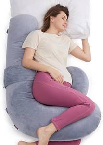 lot 2340 image: Momcozy Pregnancy Pillow, Original F Shaped Maternity Pillow for Pregnant Women with Adjustable Wedge Pillow, Full Body Support Pregnancy Pillows for Side Sleeping with Velvet Cover, Grey