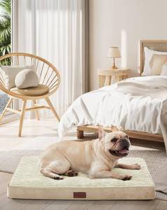 lot 2350 image: OhGeni Orthopedic Waterproof & Machine Washable Dog Bed for Small Medium Pets, Suitable for Crates, Cat Mat with 25D Egg Crate Foam, Removable Cover, 30 Inches(Khaki)