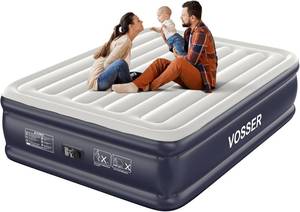 lot 2359 image: Air Mattress Queen with Built in Pump,18 Inflatable Mattress of Vertical Beams,Self InflatableDeflation Blow Up Mattress in 3 Mins,Flocked Top Airbed with Carry Bag for Home, Camping