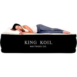 lot 2363 image: $180 King Koil Luxury Air Mattress Queen with Built in Pump, Integrated Premium Pillow Inflatable Airbed for Guests, Camping & Home (Manufacturer Warranty)
