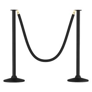 lot 2374 image: RoadHero Plastic Stanchion Post, Black Velvet Ropes and Poles with Weighted Base, Ropes Safety Barriers for Crowd Control, Party and Movie Theater, 2 PCS