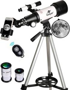 lot 2378 image: Gskyer Telescope, 70mm Aperture 400mm AZ Mount Astronomical Refracting Telescope for Kids Beginners - Travel Telescope with Carry Bag, Phone Adapter and Wireless Remote.