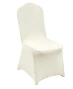 lot 2390 image: Box of 100  or - Beige Chair Covers Polyester Spandex Chair Cover Stretch Slipcovers for Wedding Party Dining Banquet Chair Flat-Front Covers
