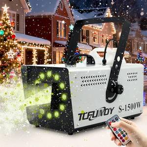lot 2395 image: $176 TCFUNDY Snow Machine with 12 LED Lights, 1500W Snow Snowflake Making Machine with 9 Color Lights Effect Snowflake Maker with Remote Control for Christmas Wedding Kids Party Stage