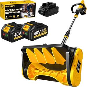 lot 2401 image: $260 Cordless Snow Shovel, 40V  13-Inch  4.0-Ah High Power Brushless Snow Blower, Battery-Powered Snow Blower for Patio, Deck, Driveway (2  40V Battery & Quick Charger Included)